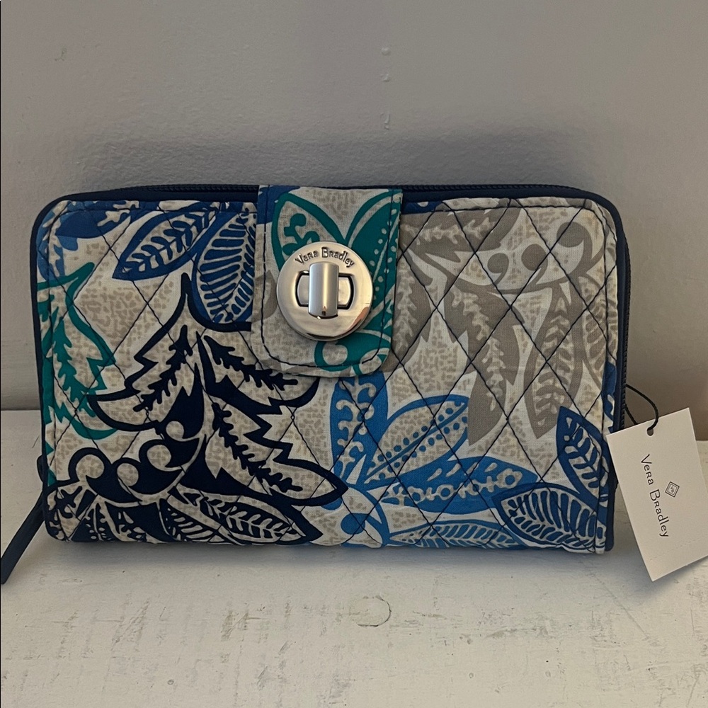 Vera Bradley Blue and Gray Floral Clutch